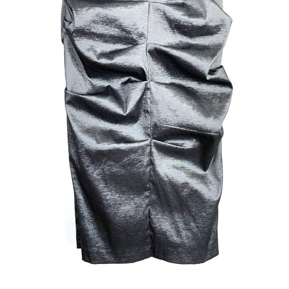 Cache Dark Silver One-shoulder Prom Homecoming Cocktail Party Dress Size 6-4 - Picture 6 of 16